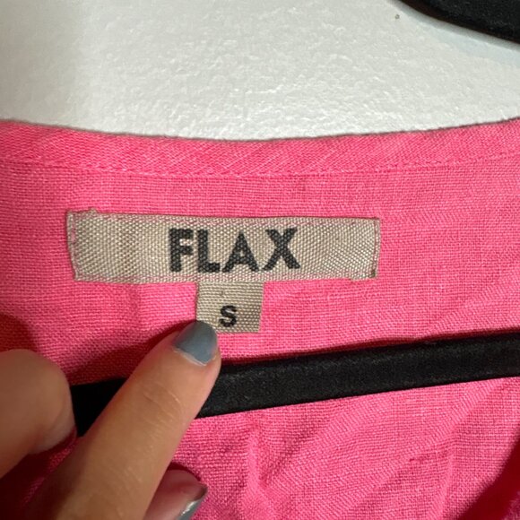 Flax pink linen cropped button down top - Picture 3 of 5